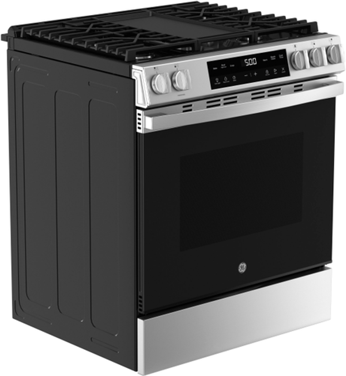 GE - 5.3 Cu. Ft. Slide In Gas Range with Steam Cleaning and Crisp Mode - Stainless Steel