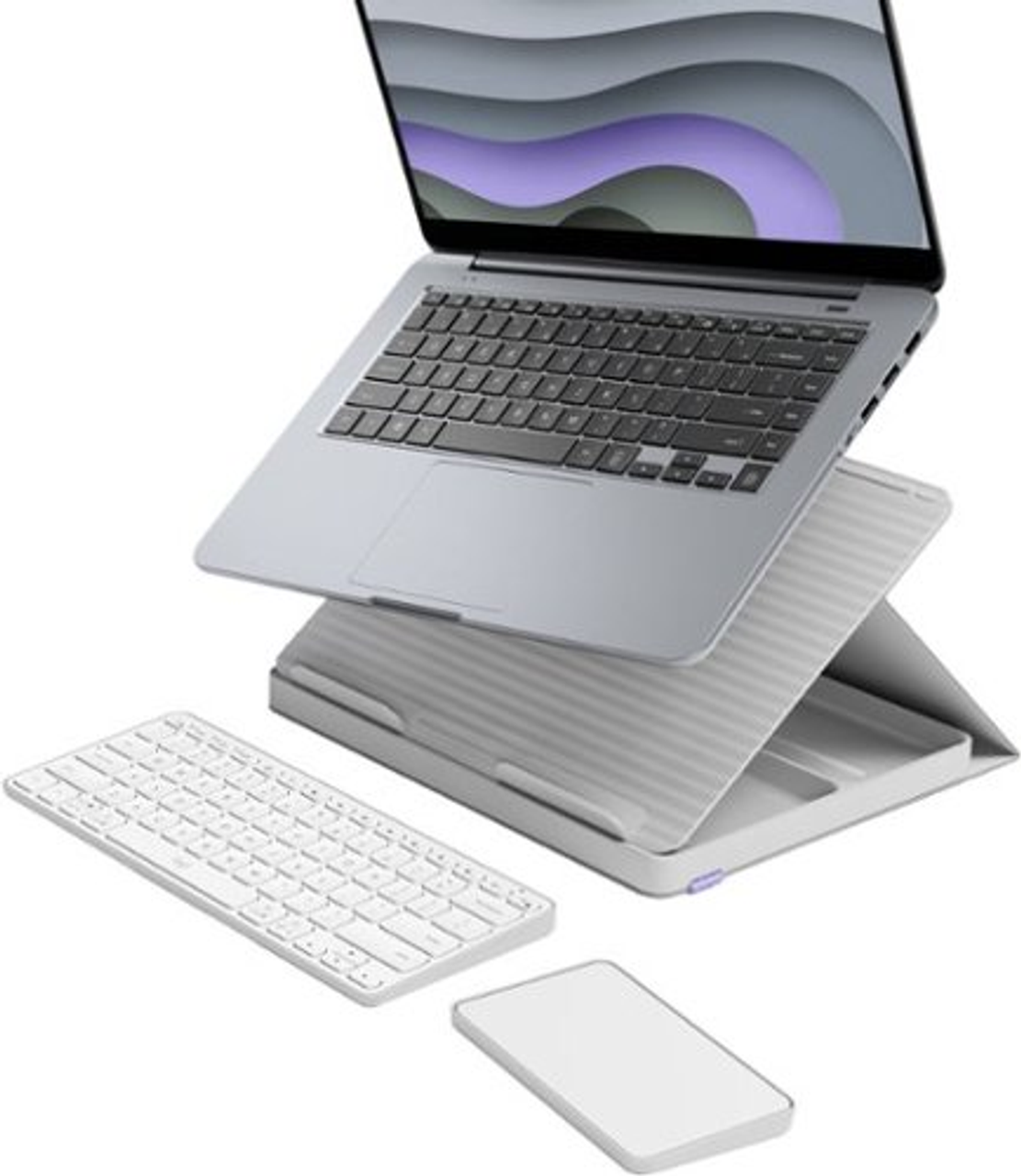 Logitech - Casa Pop-Up Desk Work From Home Kit Compact Wireless Keyboard, Touchpad and Laptop Stand for Laptop/MacBook (10” to 17”) - Nordic Calm