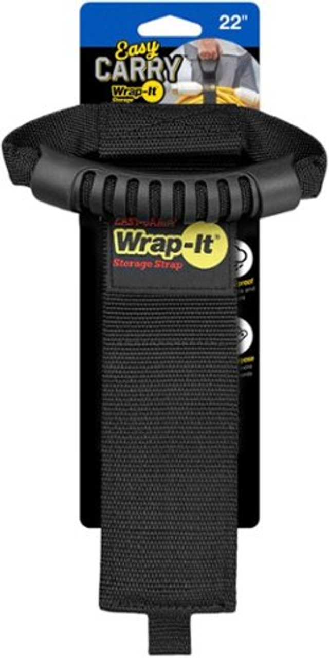 Easy-Carry Wrap-It Storage Strap - 22-inch - Hook and Loop Carrying Strap with Handle - Black