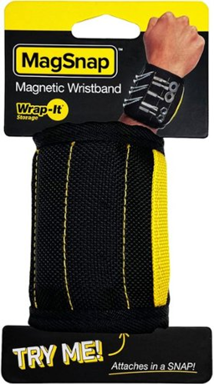 MagSnap by Wrap-It Storage - Magnetic Wristband - Holds Nuts, Bolts, Screws, Bits and More - Black