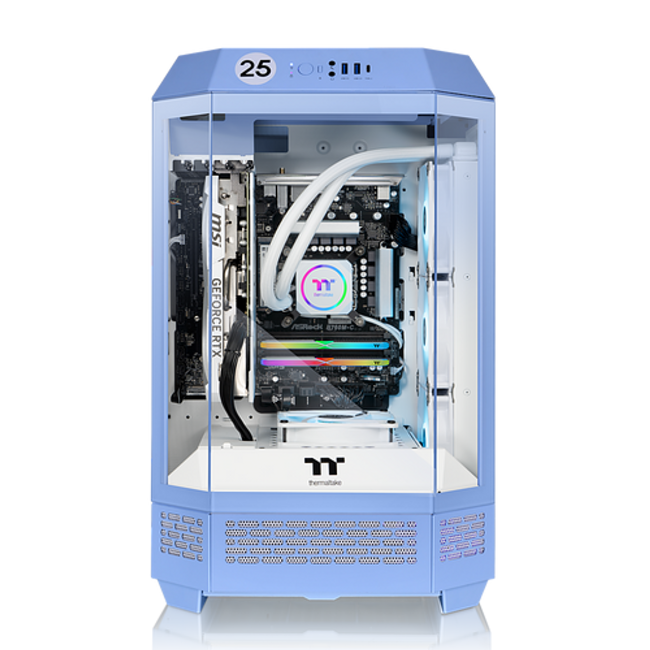 Thermaltake - LCGS Reactor i47TS Gaming Desktop - Intel Core i7-14700KF - 32GB RGB Memory - NVIDIA GeForce RTX 4070 Ti Super - 2TB SSD - Hydrangea Blue