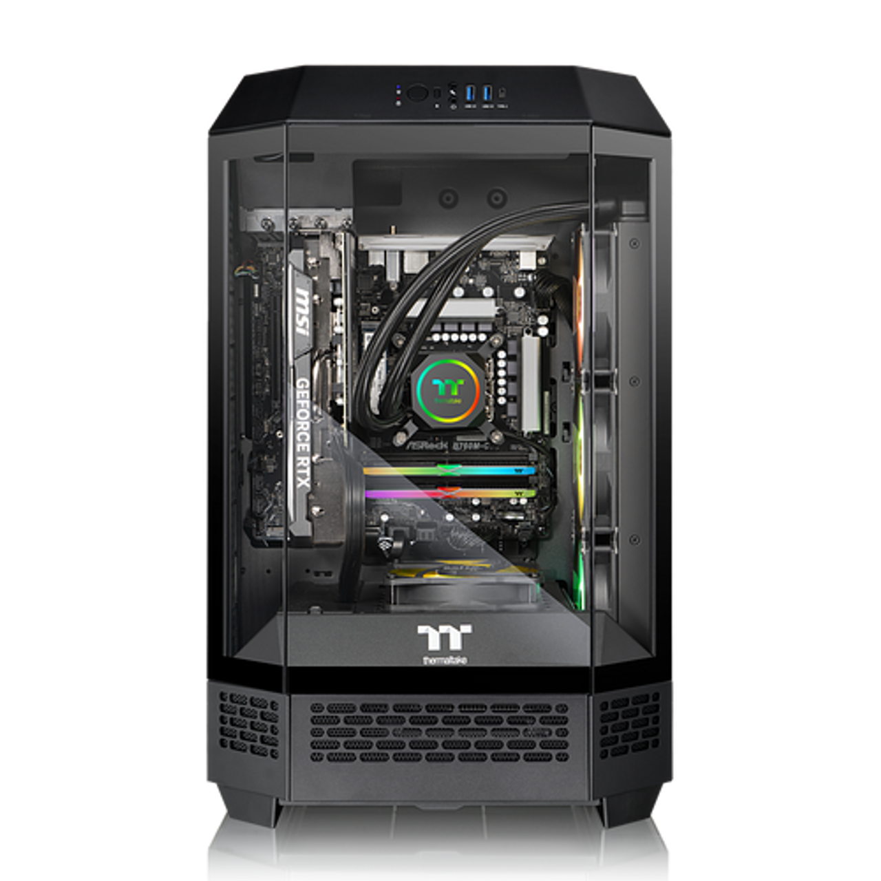 Thermaltake - LCGS Reactor i47TS Gaming Desktop - Intel Core i7-14700KF - 32GB RGB Memory - NVIDIA GeForce RTX 4070 Ti Super - 2TB SSD - Black