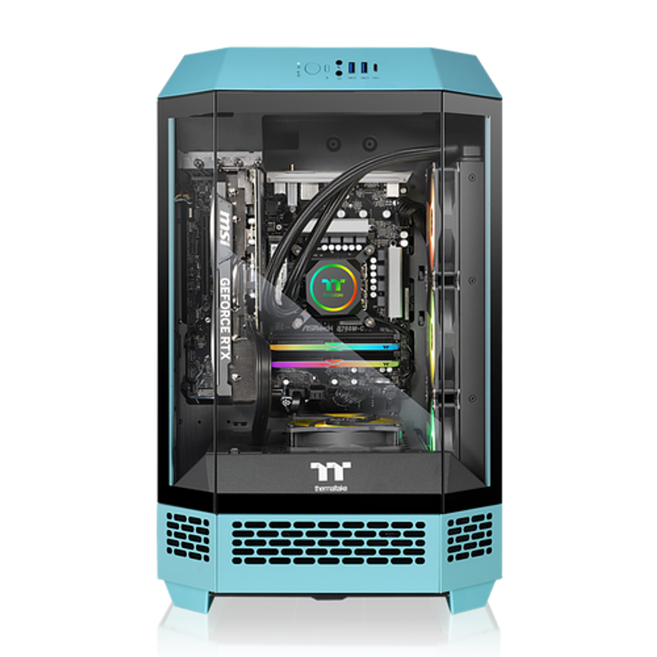 Thermaltake - LCGS Reactor i480S Gaming Desktop - Intel Core i7-14700KF - 32GB RGB Memory - NVIDIA GeForce RTX 4080 Super - 2TB SSD - Turquoise