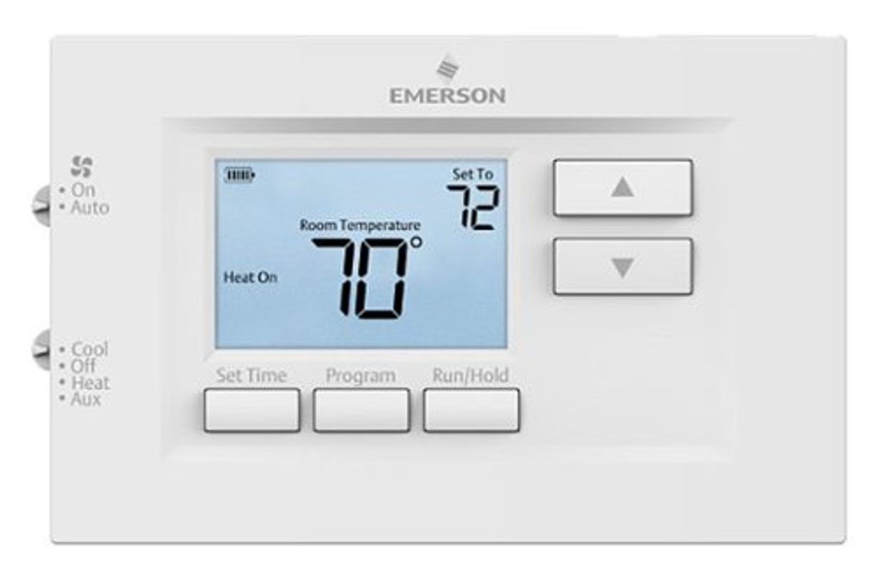 Emerson - 70 Series, 7 Day Programmable, Heat Pump (2H/1C) Thermostat - White