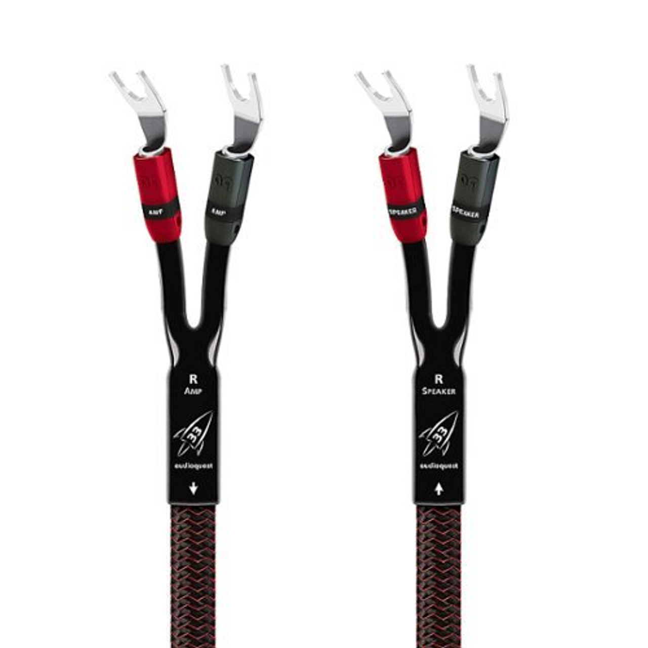 AudioQuest - 40FT Rocket 33 Single FR Multi-Spade Speaker Cable - Red/Black