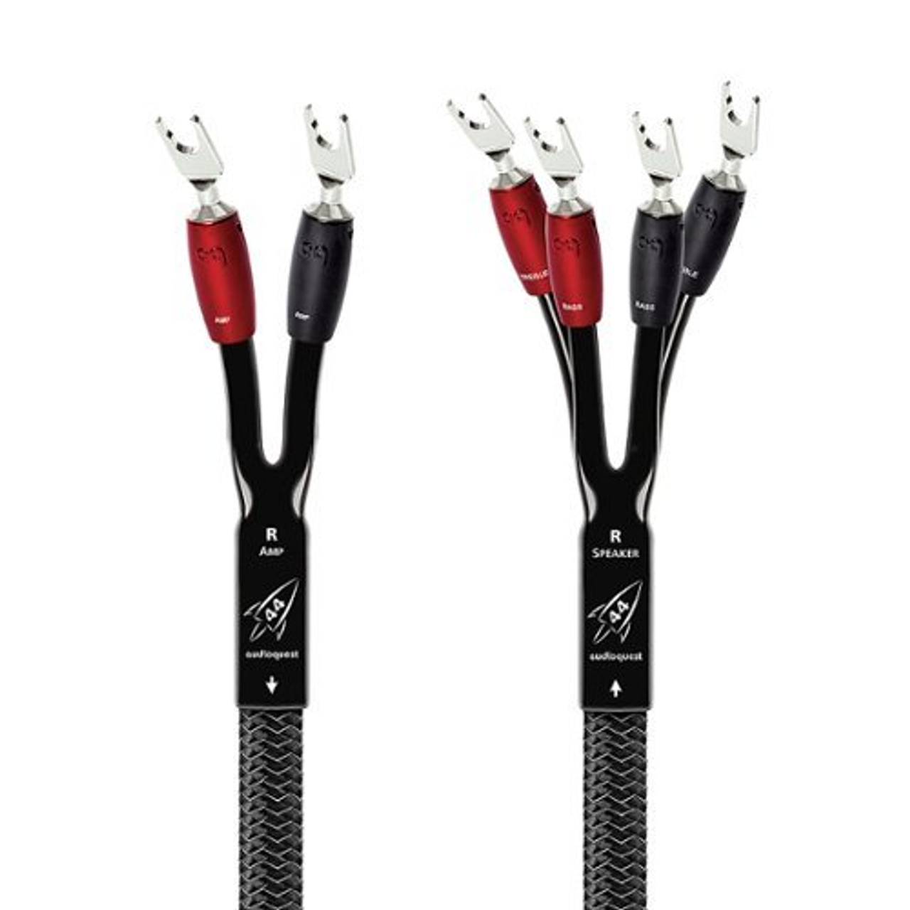 AudioQuest - 6FT SNG Rocket 44 SBW Spade Speaker Cable - Silver/Black