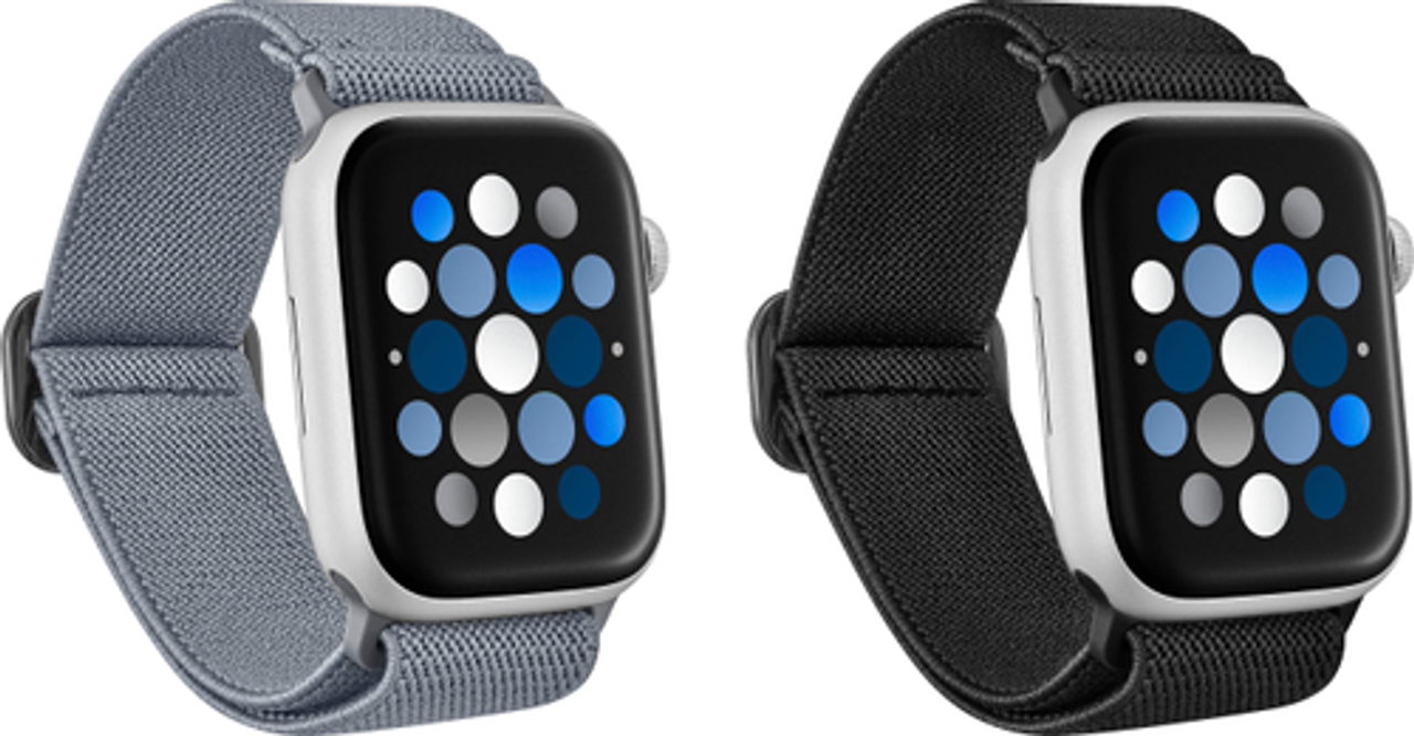 Best Buy essentials™ - Nylon Band for Apple Watch 42mm, 44mm, 45mm, SE, Ultra 49mm and Ultra 2 49mm (2-Pack) - Black & Gray