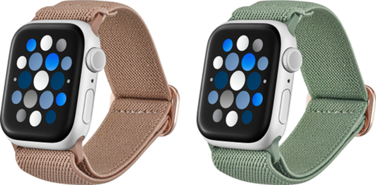 Best Buy essentials™ - Nylon Band for Apple Watch 38mm, 40mm, 41mm, and SE (2-Pack) - Pink & Olive