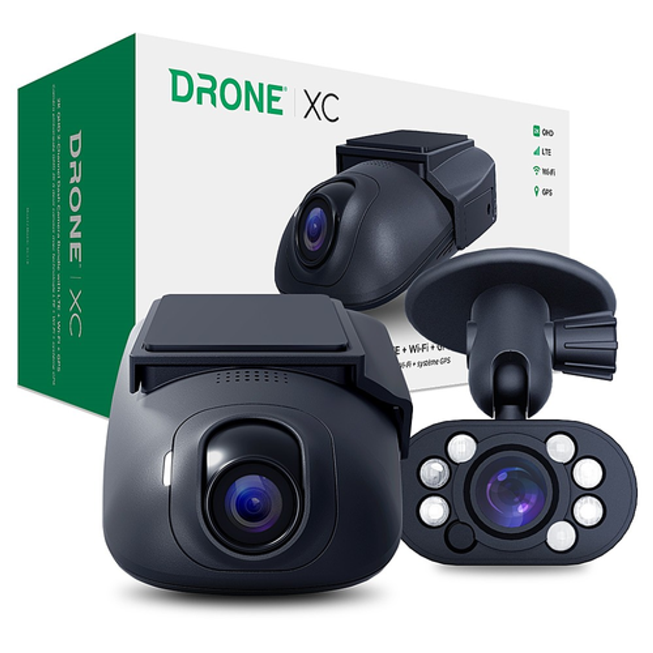 DroneMobile XC - 2K QHD Dash Cam with LTE + GPS + WiFi bundled with DroneMobile XC Interior Camera - Black