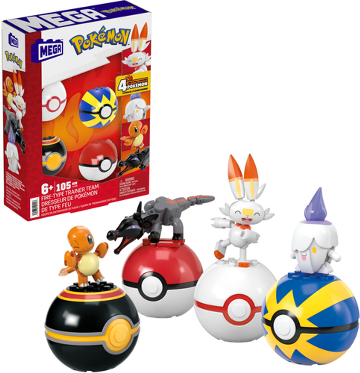 Mega Construx - Pokemon Fire-Type Trainer Team (4-Pack)