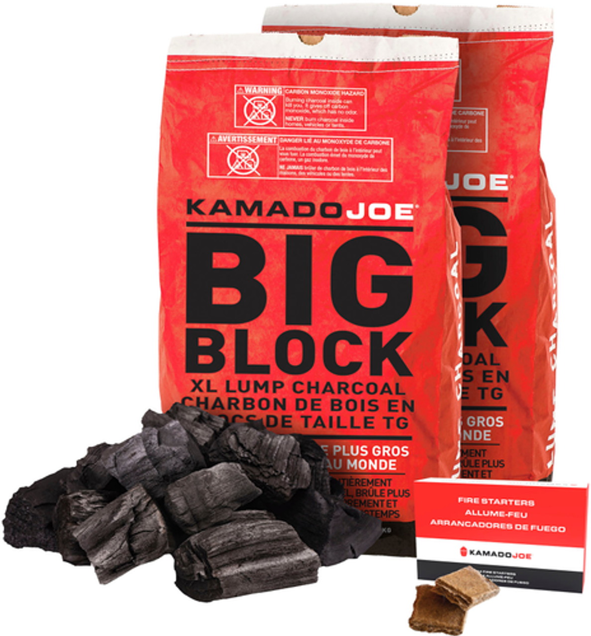 KAMADO JOE - 2 Bags Lump Charcoal+1 box Fire Starter - Black