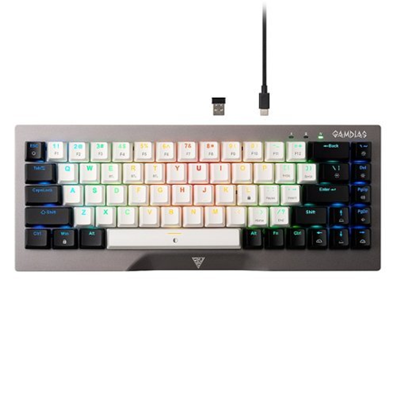 GAMDIAS - Hermes M4 Hybrid 65% Wired Mechanical Gaming Keyboard with RGB Backlighting - Gunmetal Grey