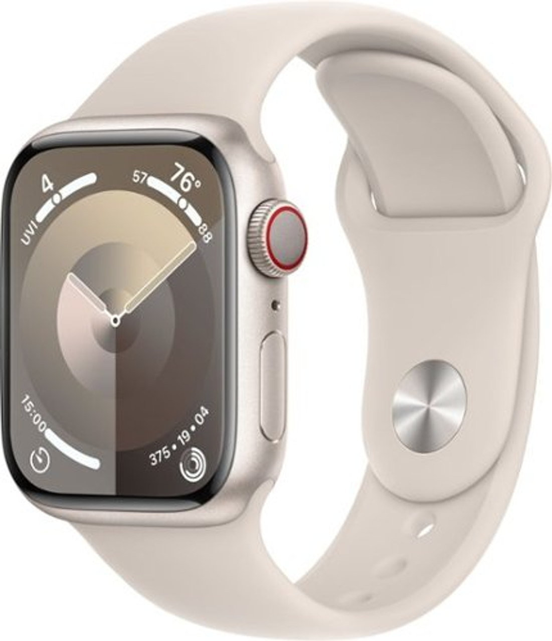 Apple Watch Series 9 GPS + Cellular 41mm Aluminum Case with Starlight Sport Band  (Small/Medium) - Starlight