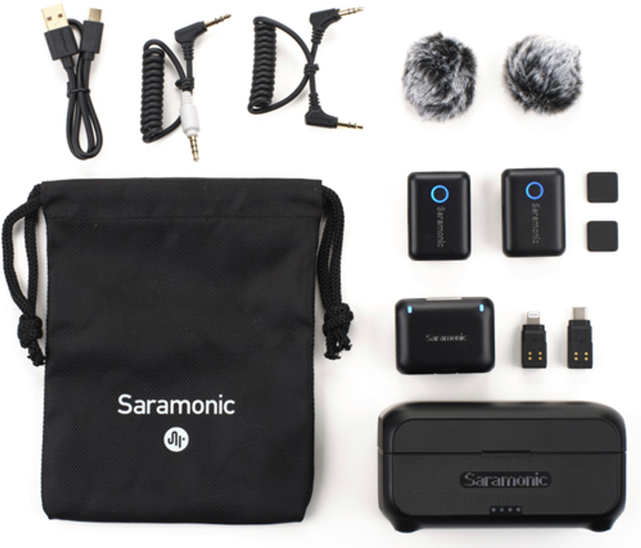 Saramonic - Blink 500 B2+ 2-Person Wireless Mic System w/ Device Mount Receiver 3.5mm, USB-C & Lightning Outs