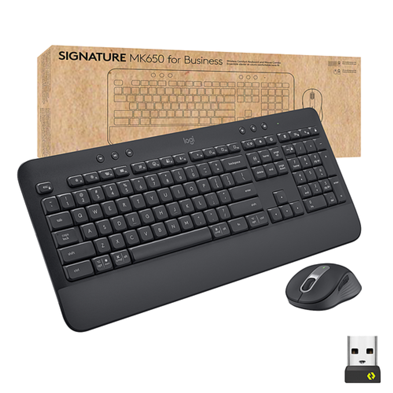Logitech - Signature MK650 Combo for Business Full-size Wireless Keyboard and Mouse Bundle with Secure Logi Bolt Receiver - Graphite