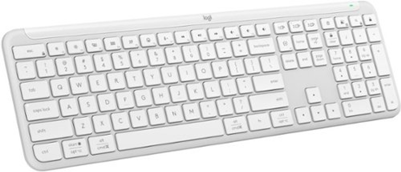 Logitech - K950 Signature Slim Full-size Wireless Keyboard for Windows and Mac with Quiet Typing - Off-White