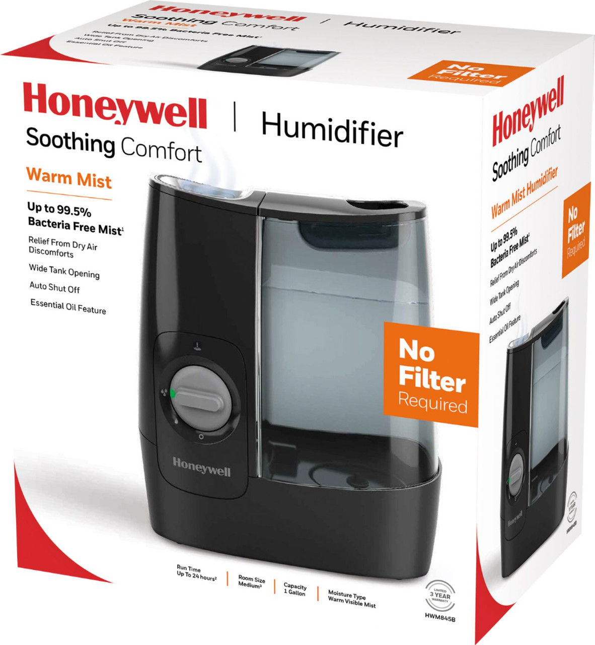 Honeywell Home - 1 Gal. Warm Mist Humidifier - Black