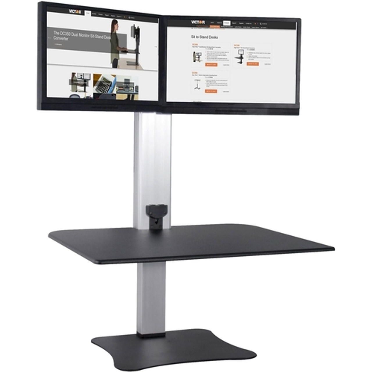 Victor - Electric Dual Monitor Standing Desk - Black And Aluminum
