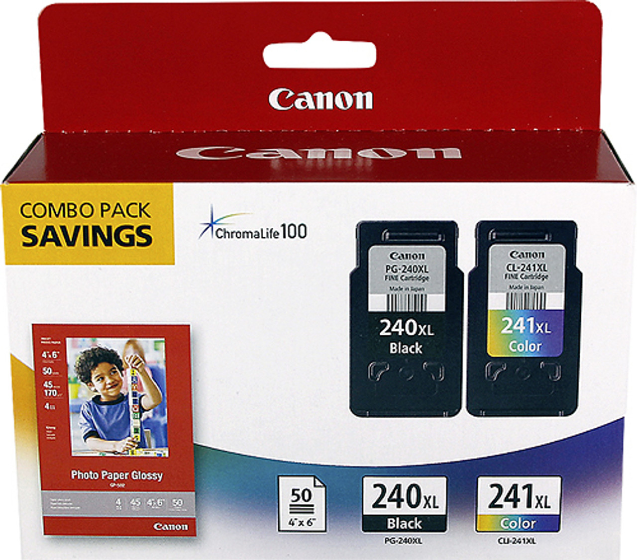 Canon - PG-240XL/CL-241XL/GP-502 2-Pack High-Yield - Black/Color Ink Cartridges + Photo Paper - Black/multicolor