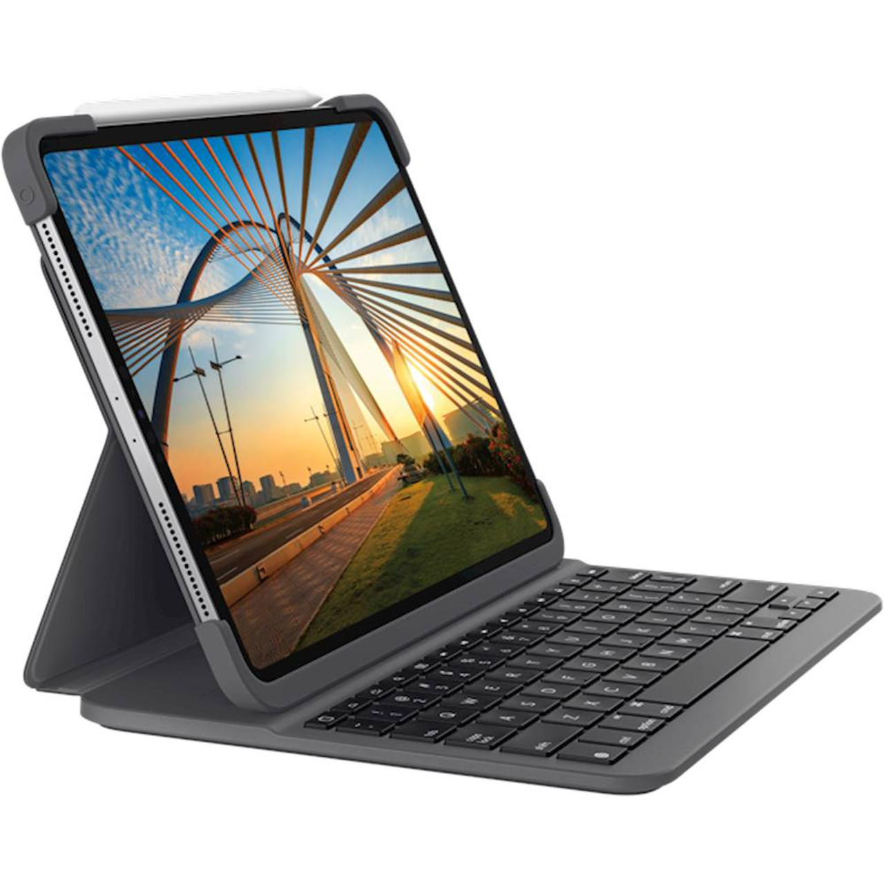 Logitech - Slim Folio Pro Keyboard Case for Apple® iPad® Pro 12.9" (3rd and 4th Gen) - Graphite