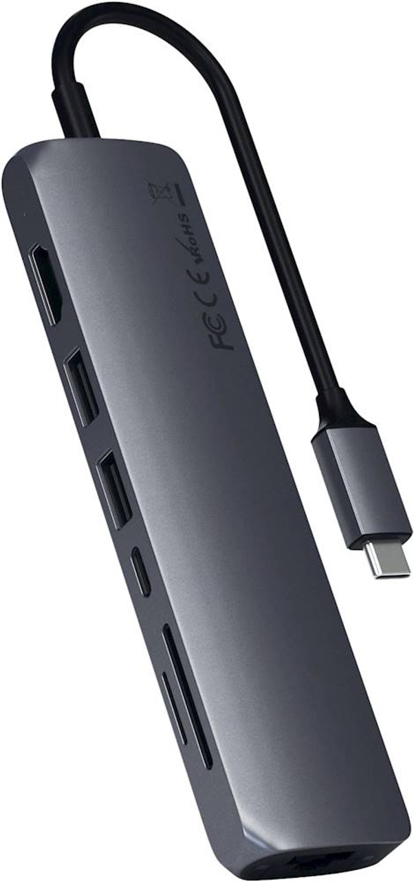 Satechi - USB Type-C Slim Multiport Adapter with Ethernet - Space Gray