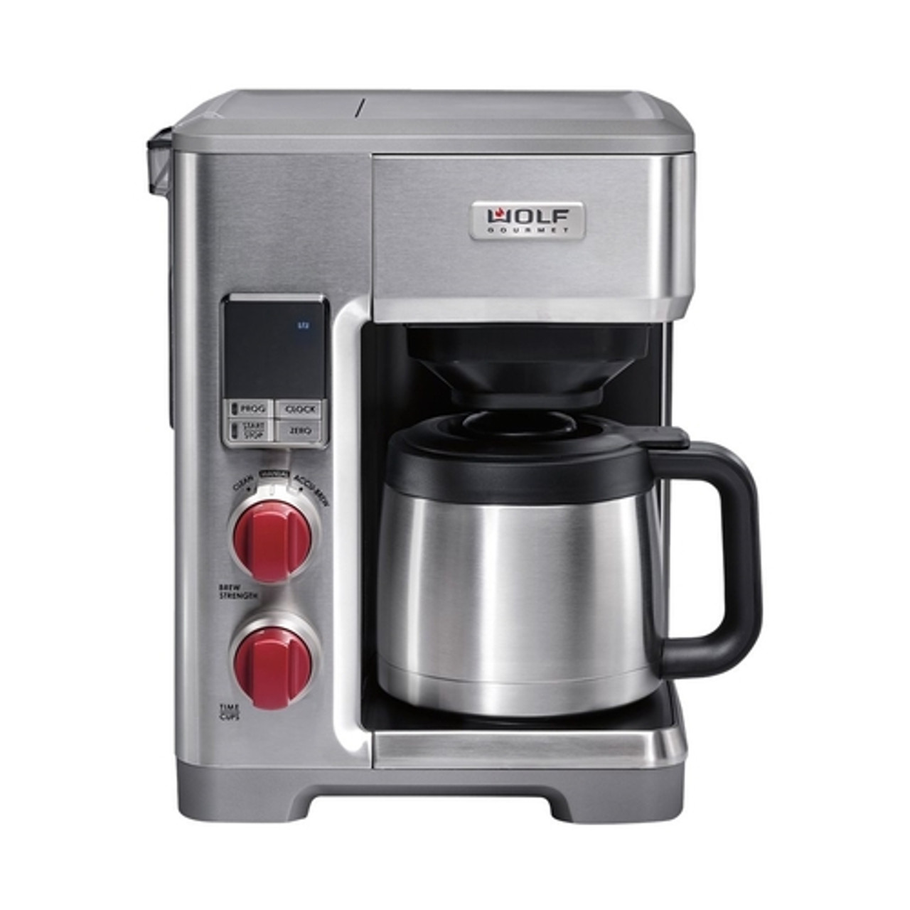 Wolf Gourmet - 10-Cup Coffee Maker with Water Filtration - Stainless Steel/Red Knob