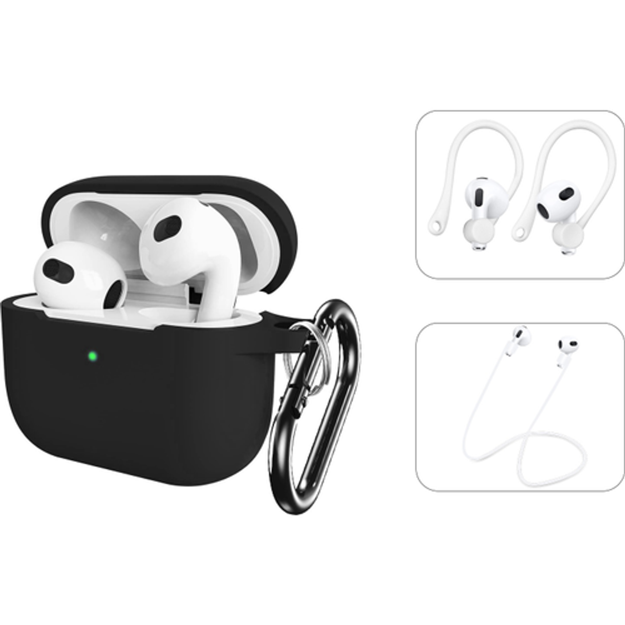 SaharaCase - Venture Series Silicone Combo Kit Case for Apple AirPods (3rd Generation) - Black