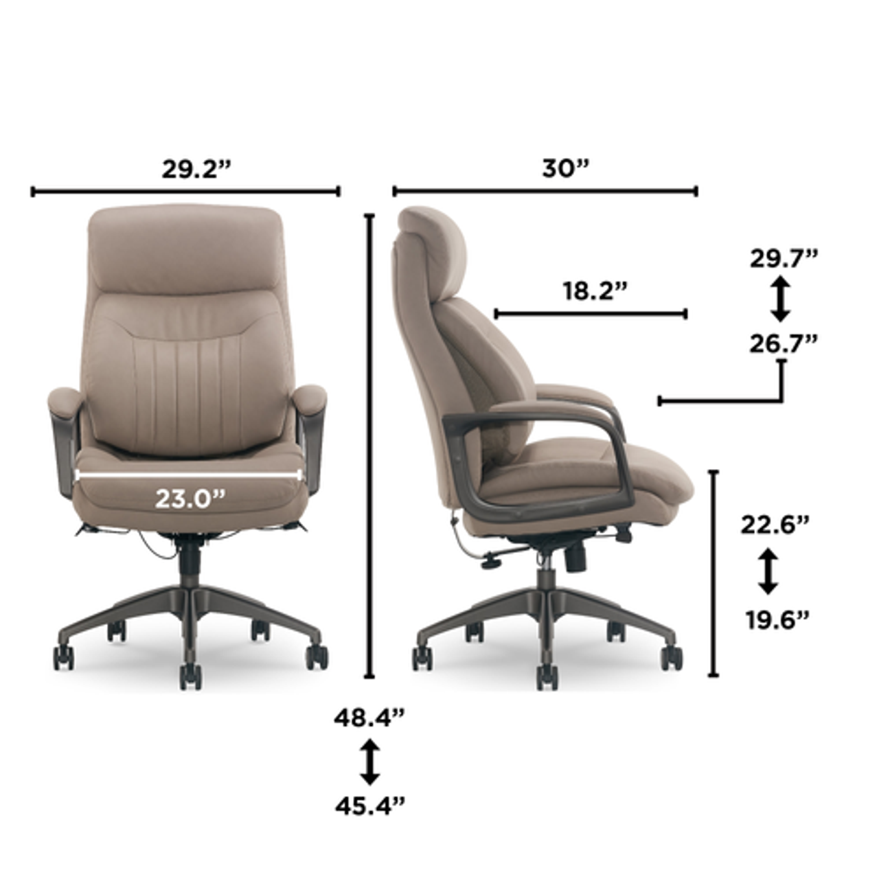 La-Z-Boy - Calix Big and Tall Executive Chair with TrueWellness Technology Office Chair - Taupe