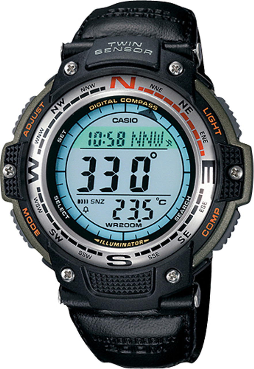 Casio - Men's Digital Compass Twin Sensor Sport Watch - Green