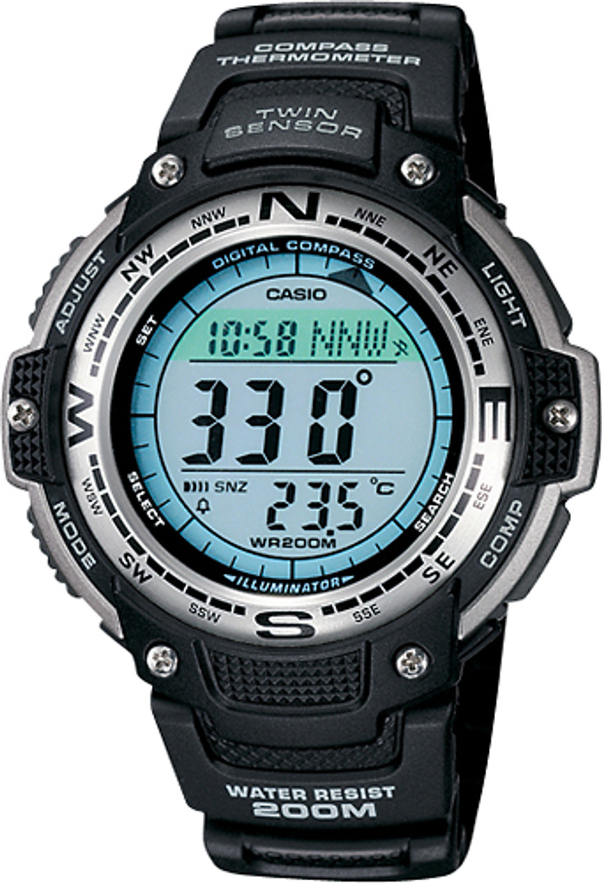 Casio - Men's Digital Compass Twin Sensor Sport Watch - Black