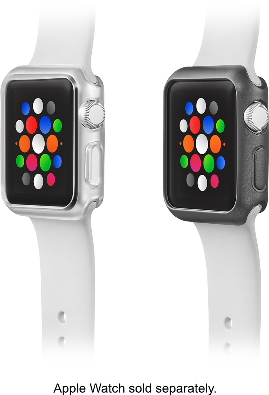 Modal™ - Bumper for Apple Watch® 42mm (2-Pack) - Space Gray/Clear