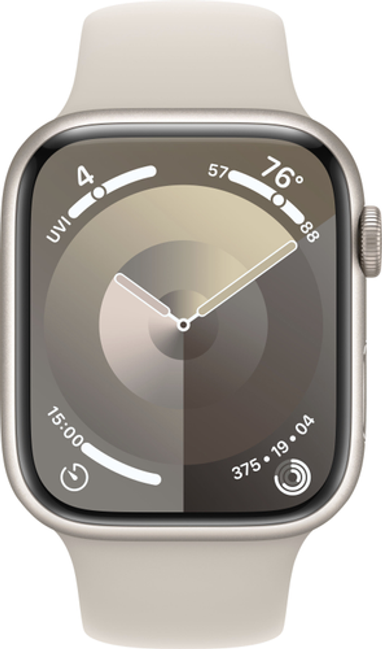 Apple Watch Series 9 GPS 45mm Aluminum Case with Starlight Sport Band  (Small/Medium) - Starlight