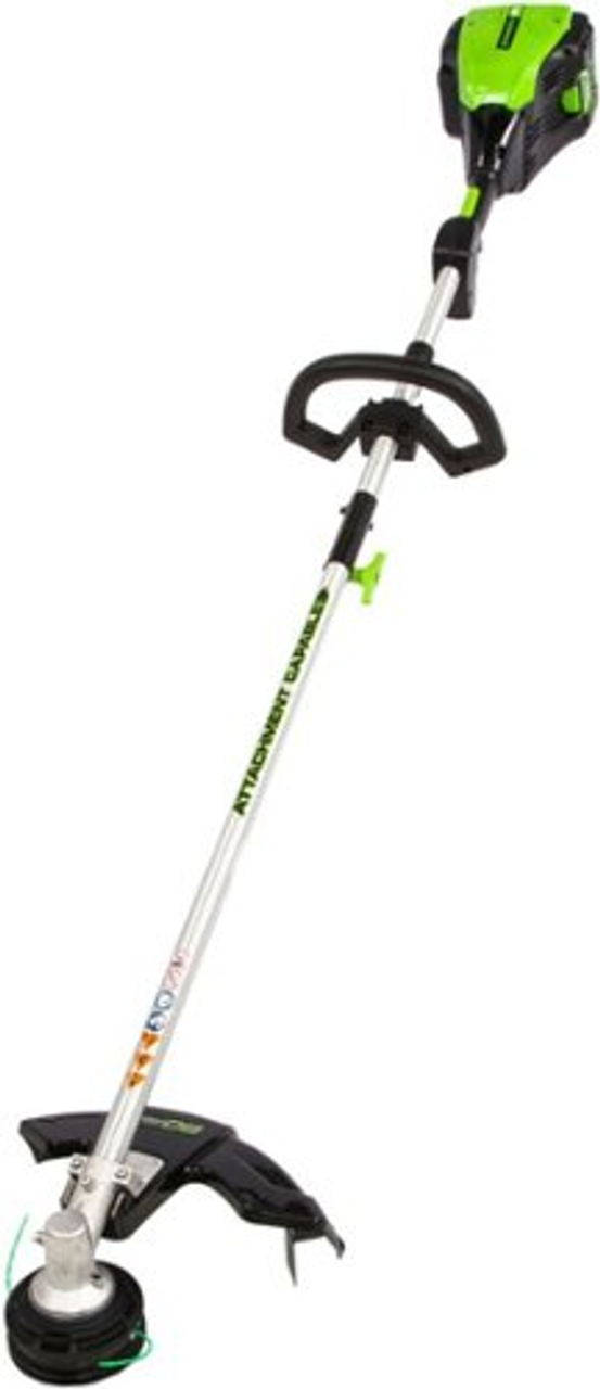 Greenworks - Refurbished 80V 16" Cutting Diameter Brushless Straight Shaft Grass Trimmer 2.0 Ah Battery and Rapid Charger - Green