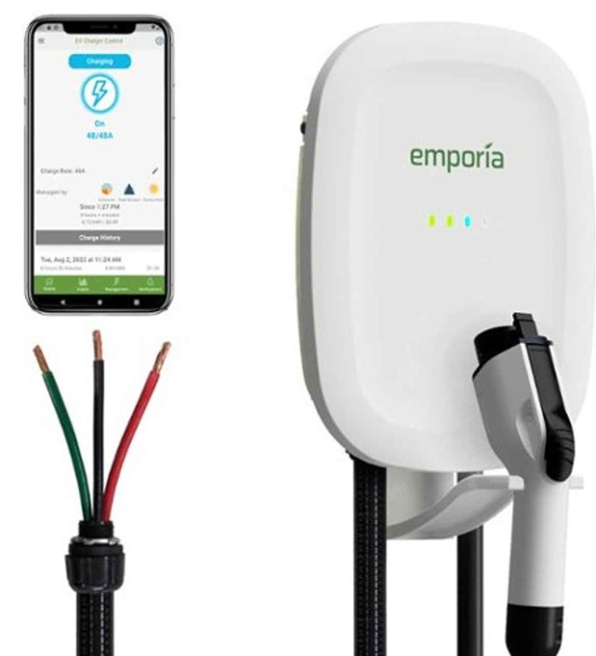 Emporia - EV Charger / Hardwire / J1772 - White