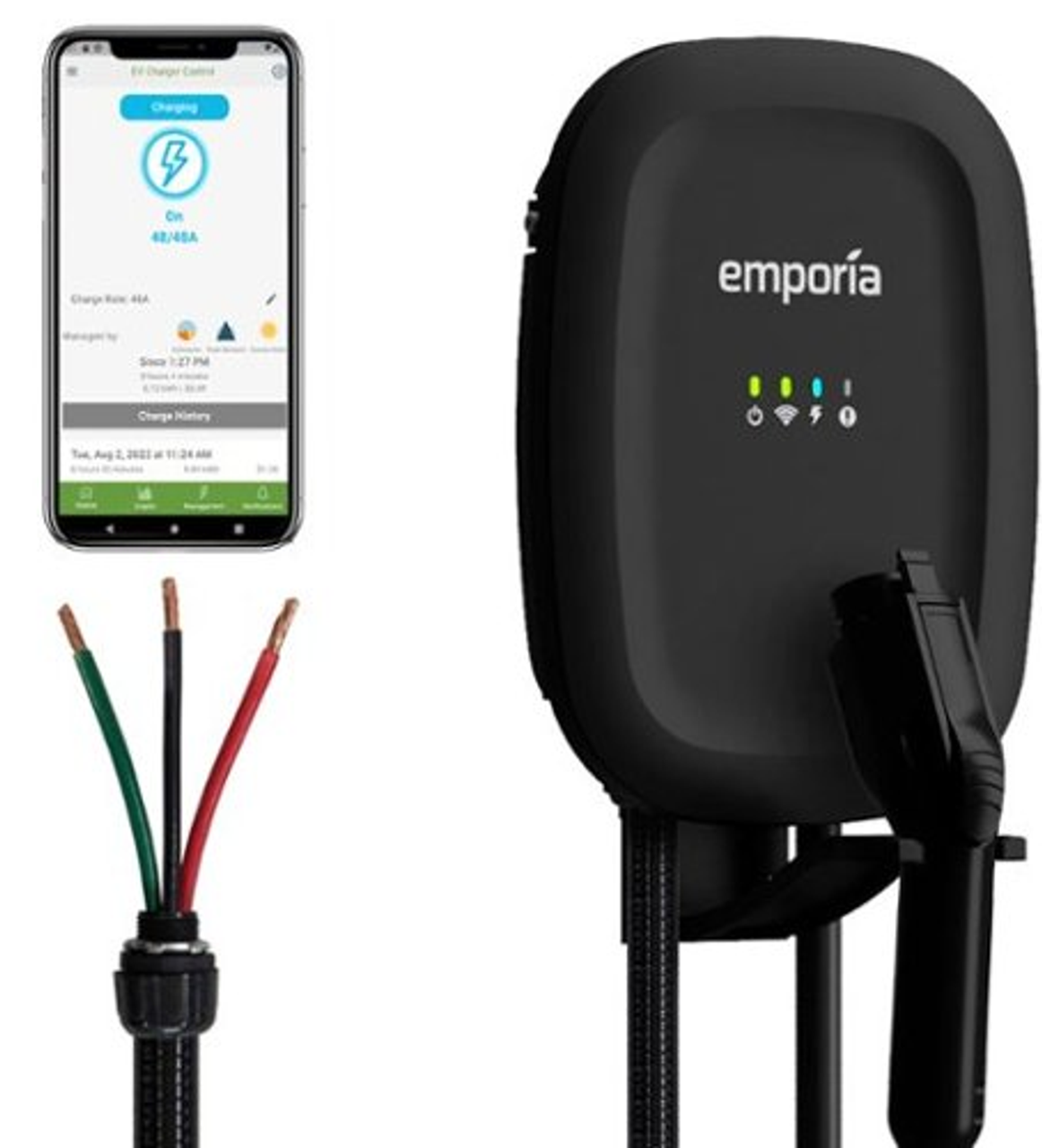 Emporia - EV Charger / Hardwire / J1772 - Black