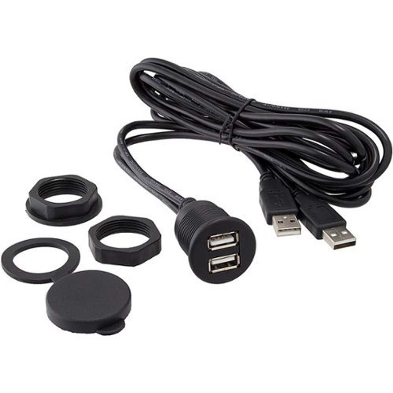 AXXESS - Dual Cigarette Socket 3' USB Cable - Black