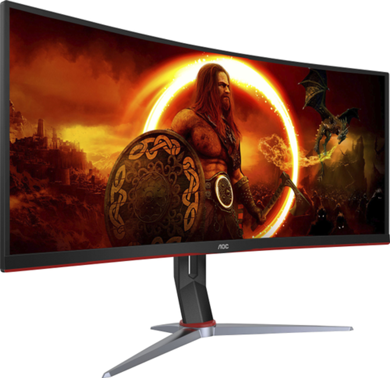 AOC - CU34G2XP 34" VA Curved Gaming Monitor, WQHD (3440x1440), 180Hz, 1ms, Freesync, HDR400 - Black/Red