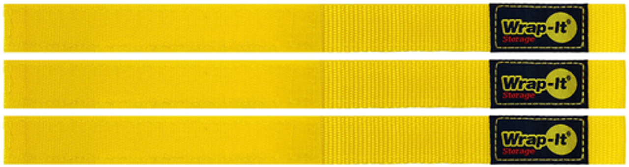 Wrap-It Storage Quick-Straps - 12-inch (3-Pack) Yellow - Weatherproof Hook and Loop Strap - Yellow