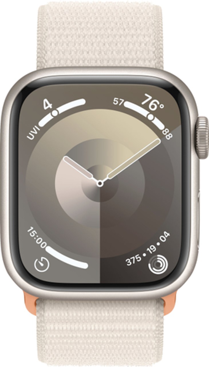 Apple Watch Series 9 GPS + Cellular 41mm Aluminum Case with Starlight Sport Loop - Starlight