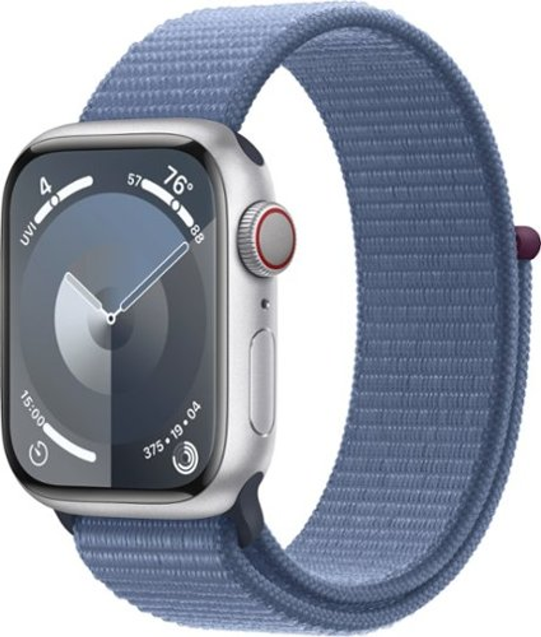 Apple Watch Series 9 GPS + Cellular 41mm Aluminum Case with Winter Blue Sport Loop - Silver