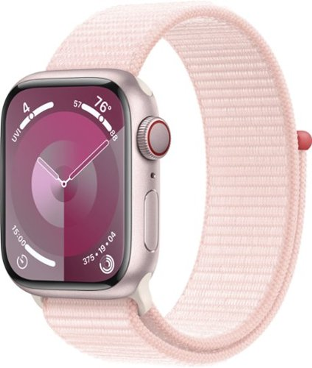 Apple Watch Series 9 GPS + Cellular 41mm Aluminum Case with Light Pink Sport Loop - Pink