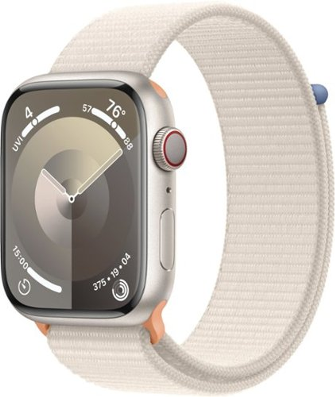 Apple Watch Series 9 GPS + Cellular 45mm Aluminum Case with Starlight Sport Loop - Starlight