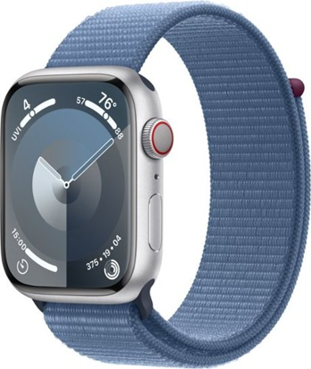 Apple Watch Series 9 GPS + Cellular 45mm Aluminum Case with Winter Blue Sport Loop - Silver