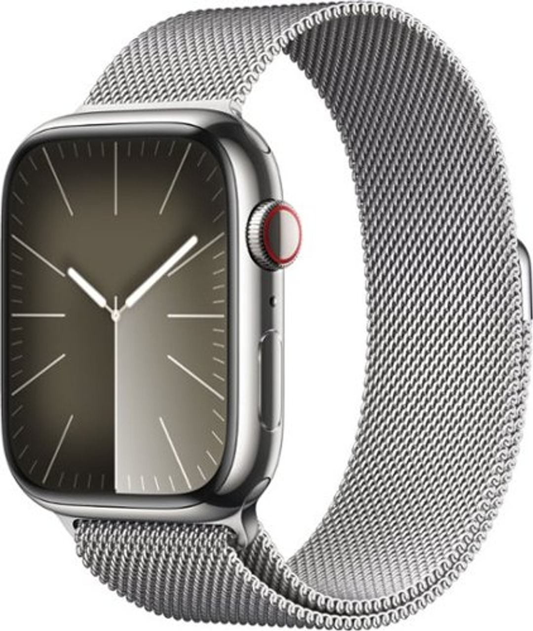 Apple Watch Series 9 GPS + Cellular 45mm Stainless Steel Case with Silver Milanese Loop - Silver