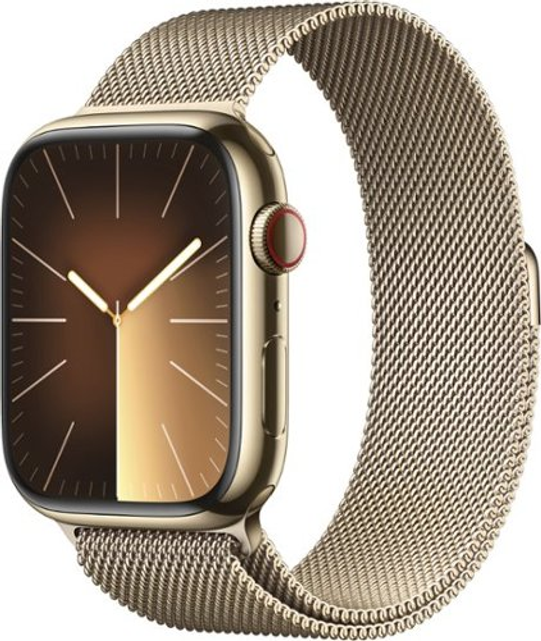 Apple Watch Series 9 GPS + Cellular 45mm Stainless Steel Case with Gold Milanese Loop - Gold