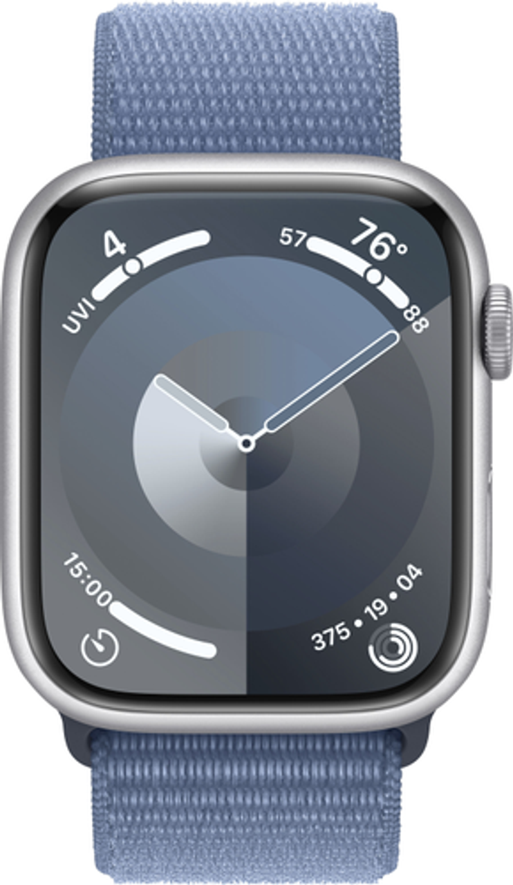 Apple Watch Series 9 GPS 45mm Aluminum Case with Winter Blue Sport Loop - Silver