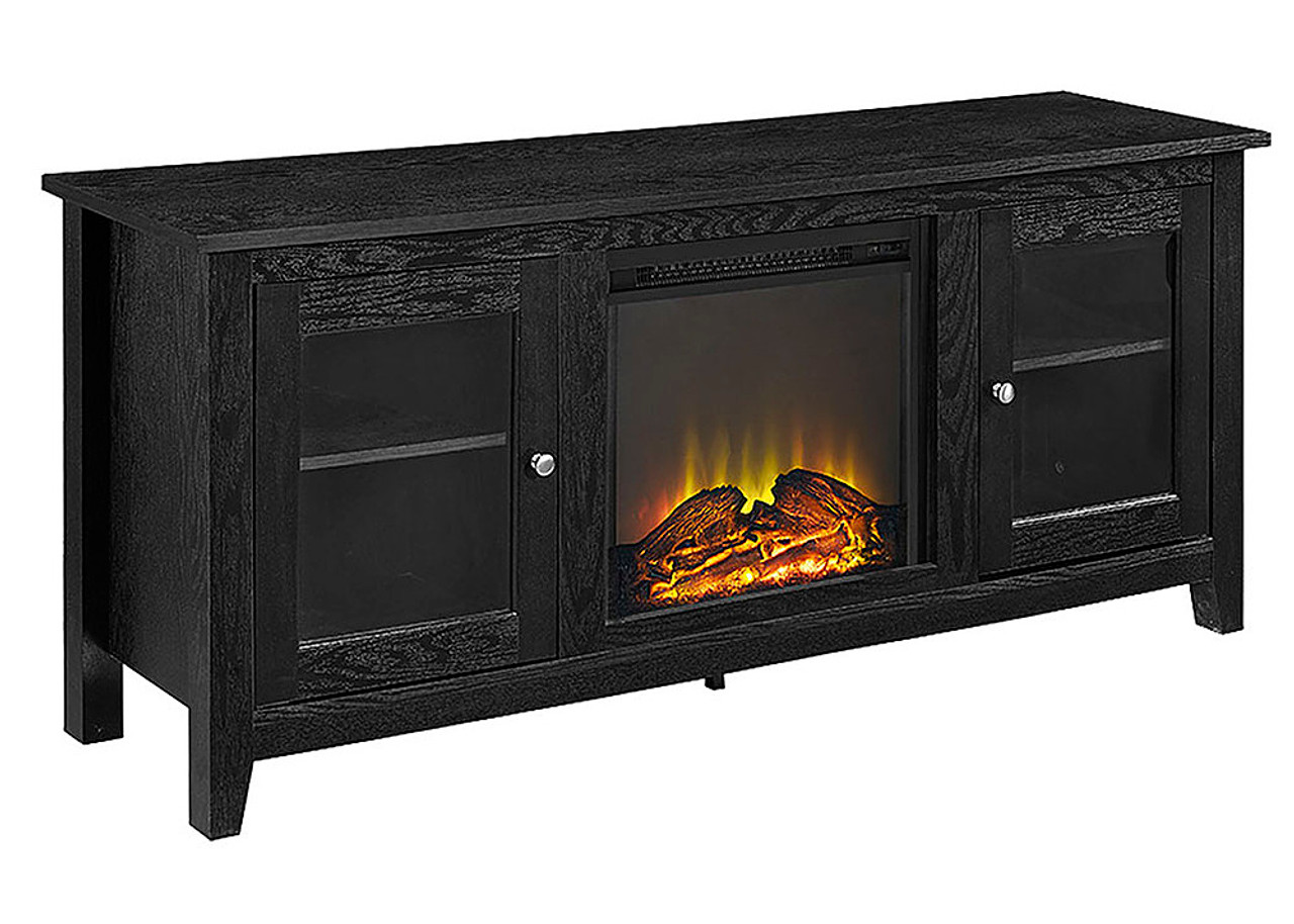 Walker Edison - Fireplace TV Console for Most TVs Up to 60" - Black