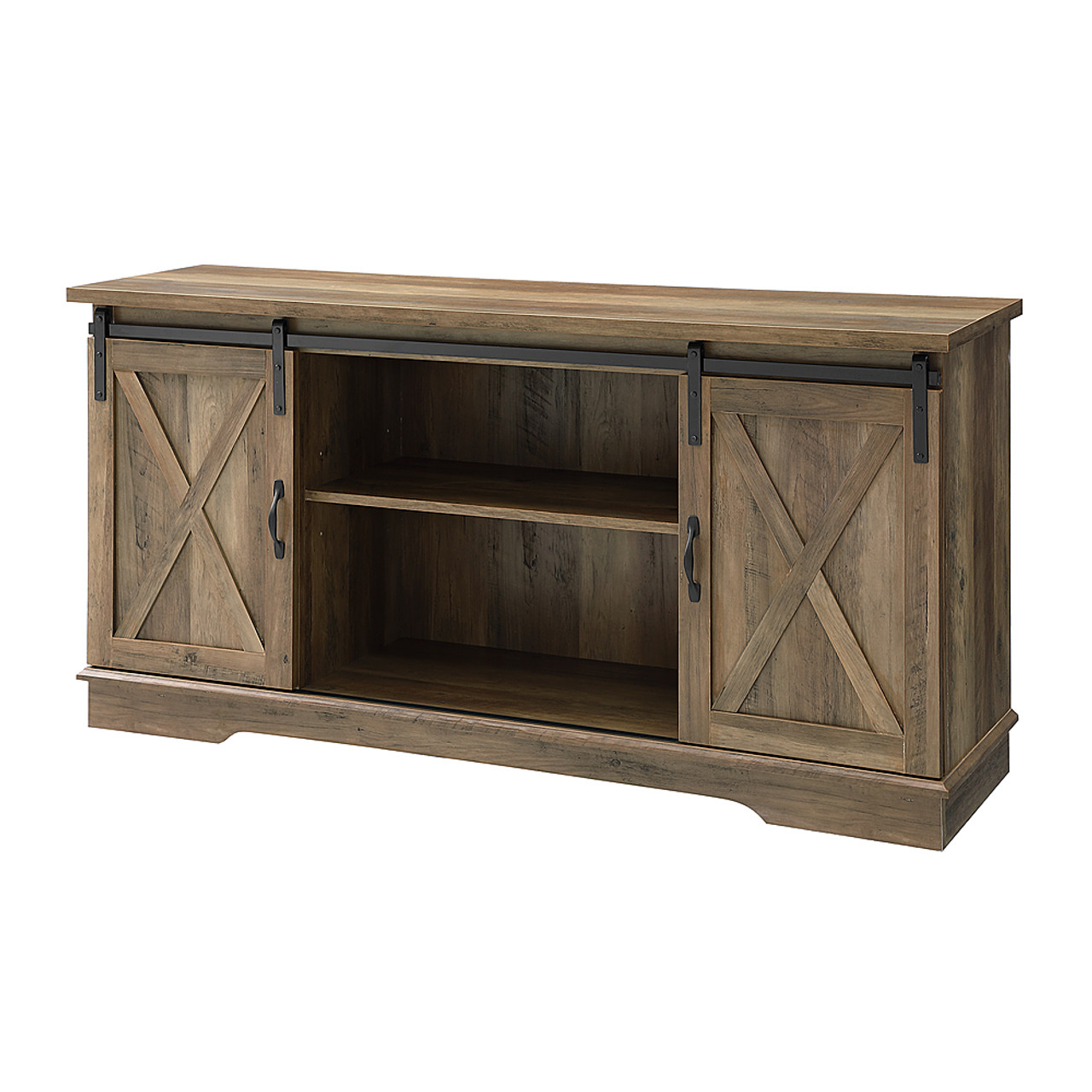 Walker Edison - Farmhouse TV Stand for Most TVs Up to 64" - Rustic Oak