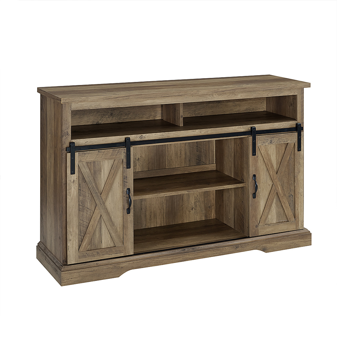 Walker Edison - Farmhouse TV Stand for Most TVs Up to 56" - Rustic Oak