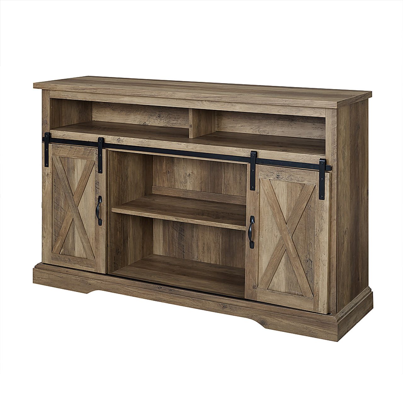 Walker Edison - Farmhouse TV Stand for Most TVs Up to 56" - Rustic Oak